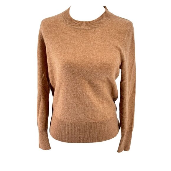 NWT J. Crew Classic fit 100% Cashmere Crewneck Sweater in Heather Camel Sz XS - Picture 1 of 8